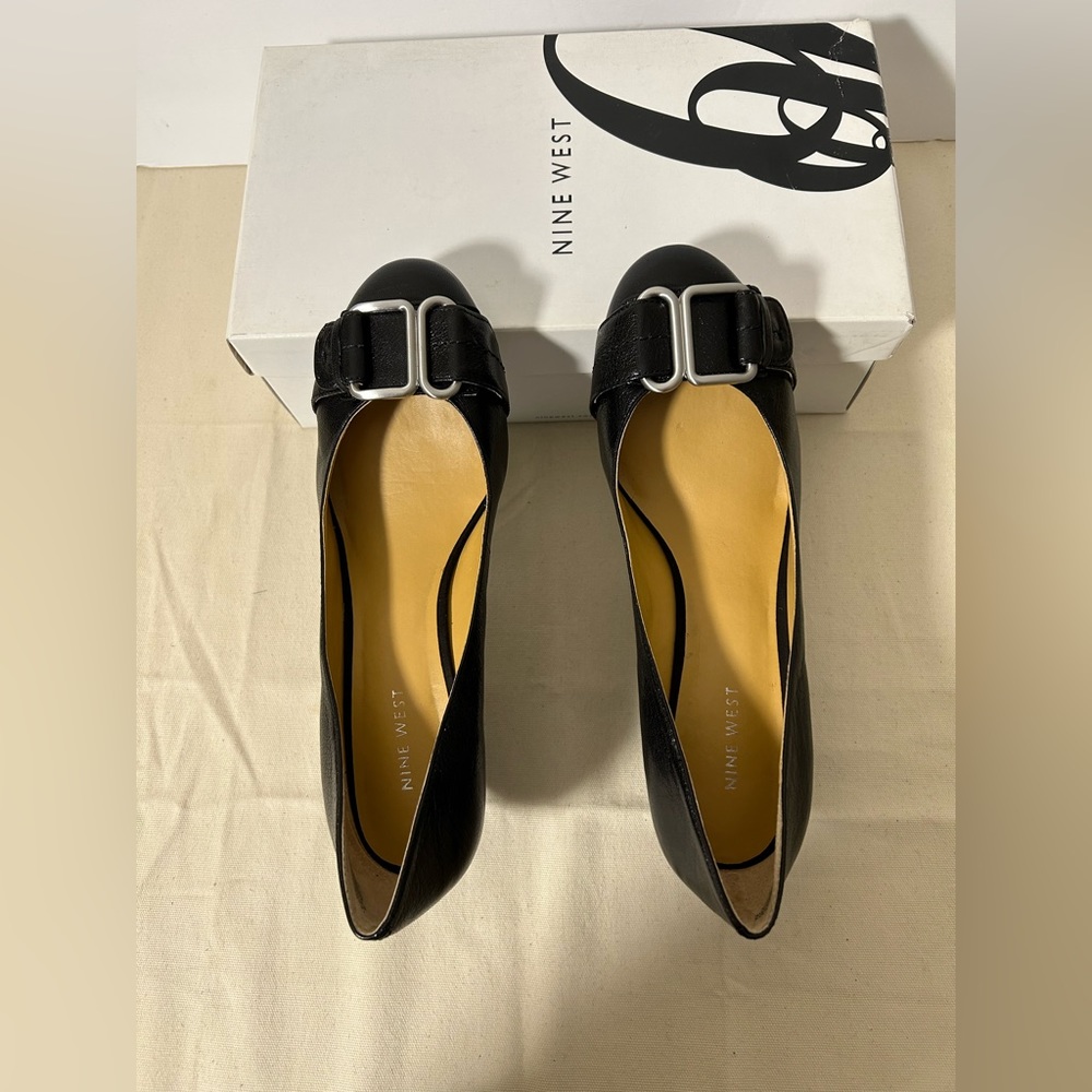Nine West Wedge Black Leather Shoes